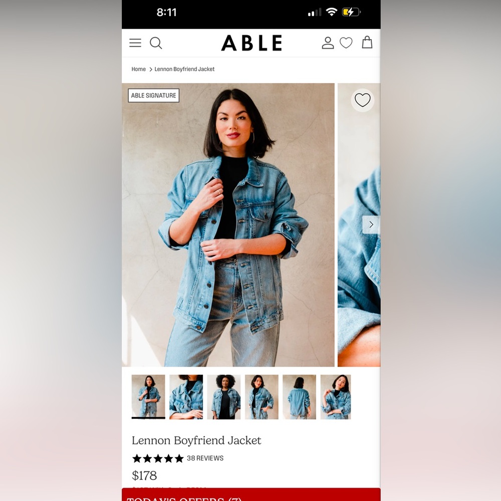 Able $178 Lennon boyfriend jacket 3x